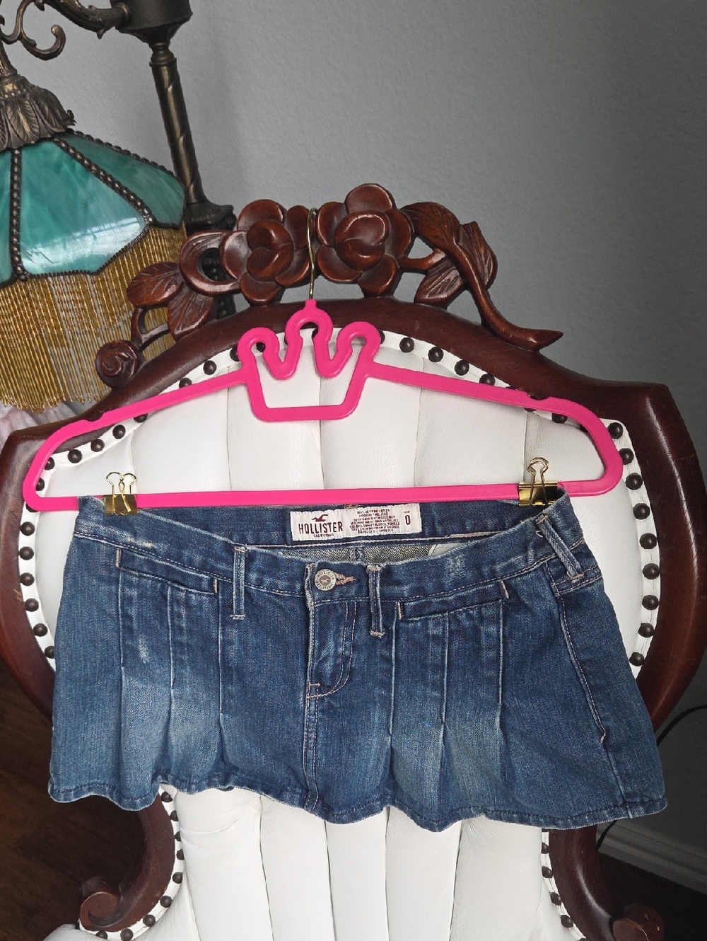V8ntage Y2k Hollister Blue Denim Pleated Mini Skirt